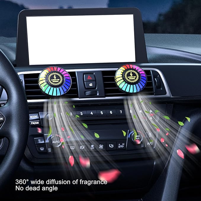 Car Music Rhythm Lamp, Car Air Vent Incense Light, Dynamic Rhythm Pickup, Colorful 3D Lighting Effect, Music Spectrum Sensor, LED Ambient Lamp for Car, Gaming, Photography - Bloomnest