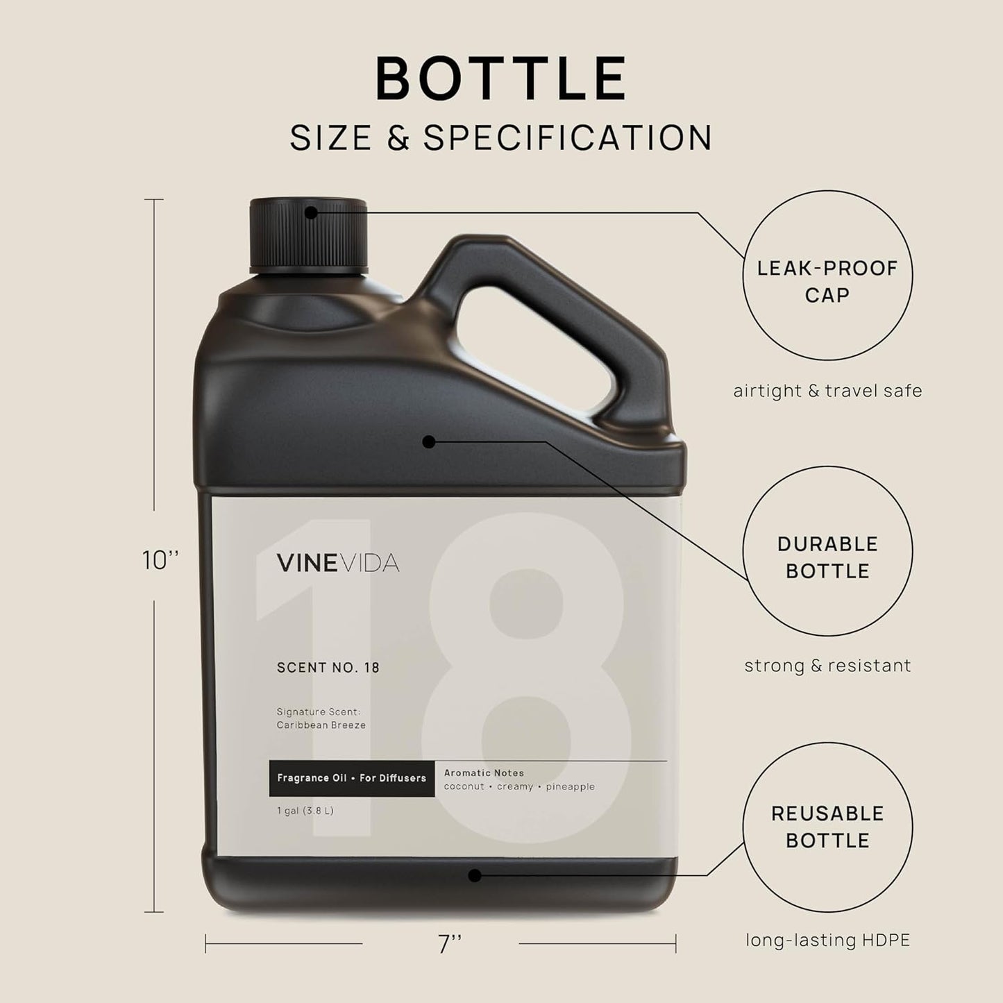 VINEVIDA Caribbean Breeze Fragrance Oil for Cold Air Diffusers - Gallon(128 Fl Oz) - Essential Oils for Diffuser Oil Refill & Air Freshener Room Spray