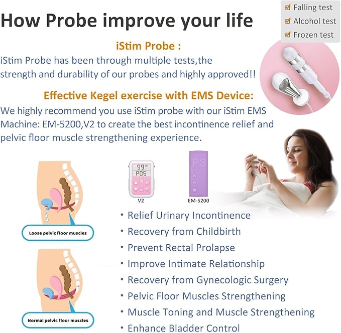 iStim Medical Probe for Pelvic Floor Electrical Muscle Stimulation, Incontinence Relief - Compatible with Incontinence EMS Machine iSTIM