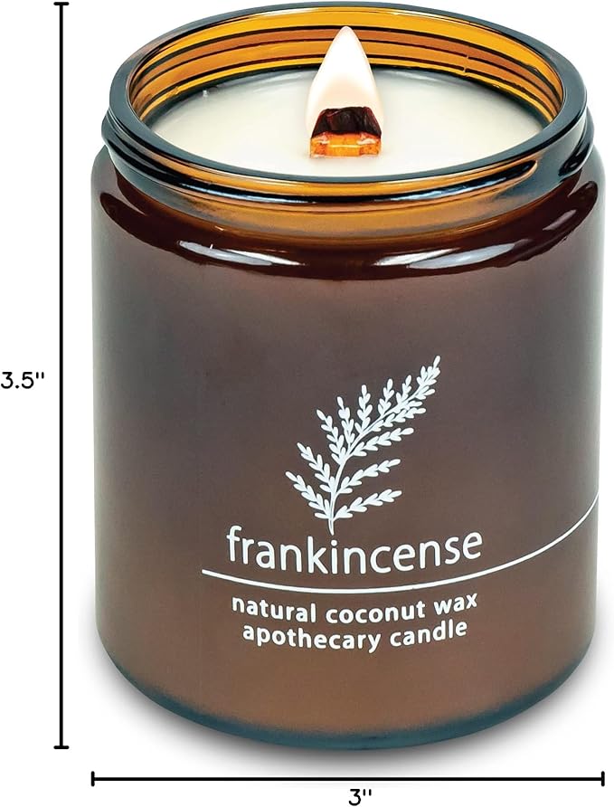 Hemlock Park Crackling Wood Wick Candle Handcrafted with Natural Coconut Wax (Standard 8 oz, Frankincense) - Bloomnest