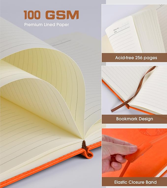 Lined Journal Notebook for Women Men,256 Pages A4 Large Hardcover Leather Journals for Writing,Travel,Business,Work,School,College Ruled Notebooks for Note Taking, Diary Notepad 8.6"×11" - Bloomnest