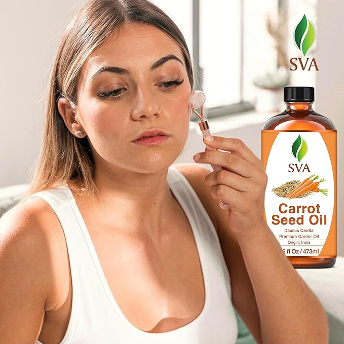 SVA Carrot Seed Oil - 16 Fl Oz – 100% Natural Cold Pressed Carrot Oil - for Face, Skin Care, Hair Care, Scalp Massage & Body Massage – Carrier Oil - Bloomnest