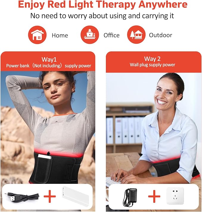 Red Light Therapy for Body, Infrared Light Therapy for Belt Shoulder Waist, Upgraded 3 in 1 LED Beads, 660nm Red Light & 850nm Near Infrared Light Therapy Belt Wrap Timer Remote Control GMOWNW