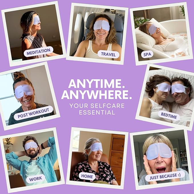 Steam Eye Mask, Self Heating Heated Eye Mask for Sleep, Warm Compress for Eyes, Moist Heat for Dry Eye Relief, Stye Eye Treatment, Spa, Travel Essentials & Relaxation Gifts, Unscented 16 Pack - Bloomnest