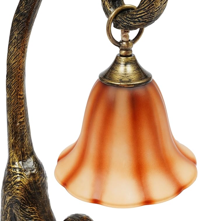 Tiffany Table Lamp Resin Bronze Monkey Lamp Vintage Animal Desk Lamp Bedside Light Easy Use for Home Decor,Living Room, Bedroom 23inch Tall Push Button Switch (Left) - Bloomnest