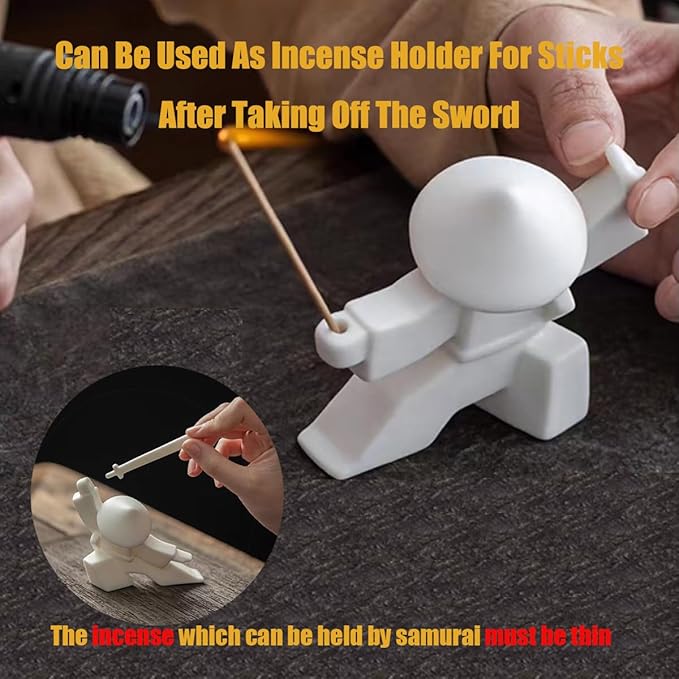 EAEMDY Samurai Figure Figurine Japanese Warrior Statue Decor for Table Room, Incense Holder for Stick Burner Incense Stick Holder, Kongfu Tea Pet Decoration (5.White C+Green C) - Bloomnest