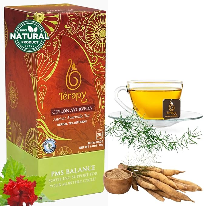 Térapy Ceylon PMS Balance Tea For Women - Soothing Support for PMS Relief, Hormonal Balance, Monthly Cycle support & Period Tea - 100% Natural Herbal Ingredients - Red Hibiscus, Cumin, Licorice & More Herbs - Bloomnest