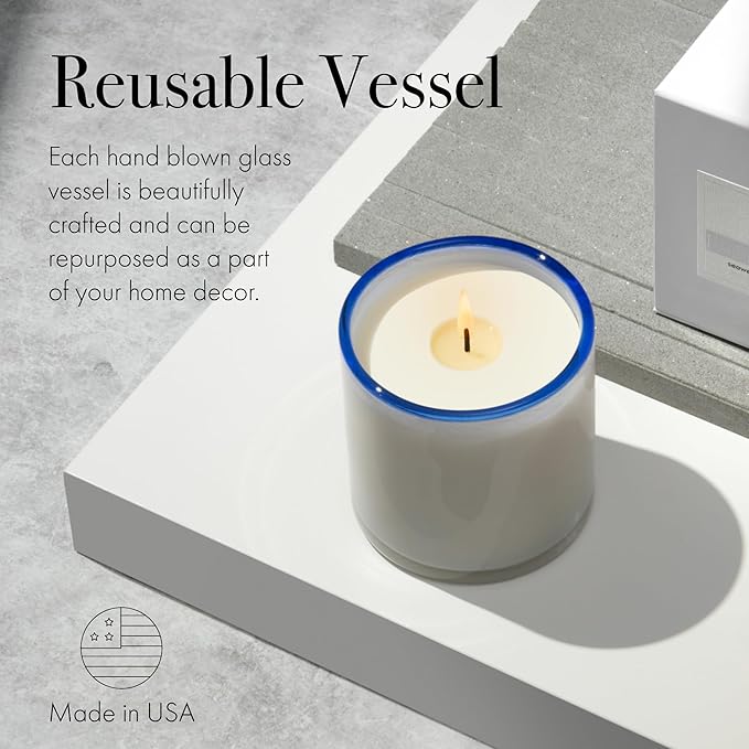 LAFCO New York Signature Candle, Fog & Mist - 15.5 oz - 90-Hour Burn Time - Reusable, Hand Blown Glass Vessel - Made in the USA - Bloomnest