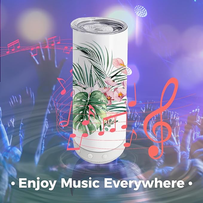 6 Pack 20 OZ Sublimation Blank Tumblers Bulk Stainless Steels Double Vacuum Bluetooth Speaker Music Insulated Tumbler with Lid and Straw Metal Cup White - Bloomnest
