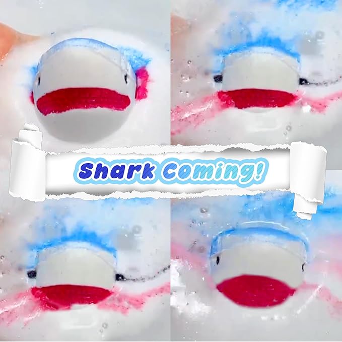 Shark Bath Bombs for Kids, 8 Surprise Bath Bombs with Sea Aninmals Inside & 4 Suction Cup Toys Outside, Natural Handmade Bubble Bath Ball Gift for Boys Girls Birthday Christmas - Bloomnest