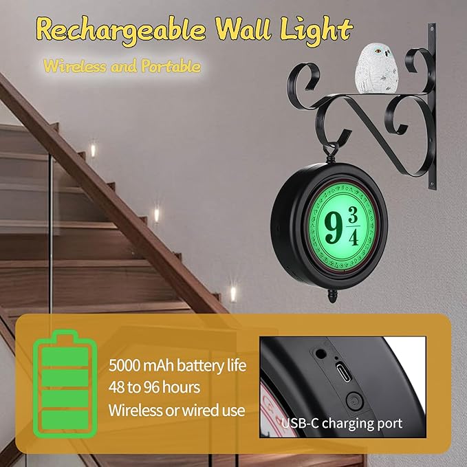 Platform Sign Lamp with Owl, Vintage Hanging Halloween Decorations, RGB 16 Color Dimmable Night Light, Home Room Decor, Gift for Christmas, Birthday or Movie Fan Magic Lamp Kids Gift - Bloomnest