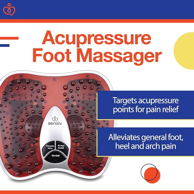Acupressure Foot Massager for Blood Circulation and Pain Relief for Foot Pain and Plantar Fasciitis Relief Infrared Heat with Adjustable Vibration - Bloomnest