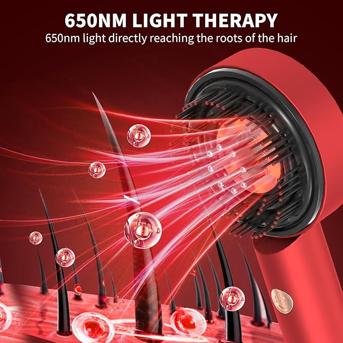Electric Scalp Massager, 3 in 1 Hair Oil Applicator, Cordless Electric Head Massager, Scalp Care Brush, IPX7 Waterproof, Scalp Care Device for Home & Travel, Red Bloomnest