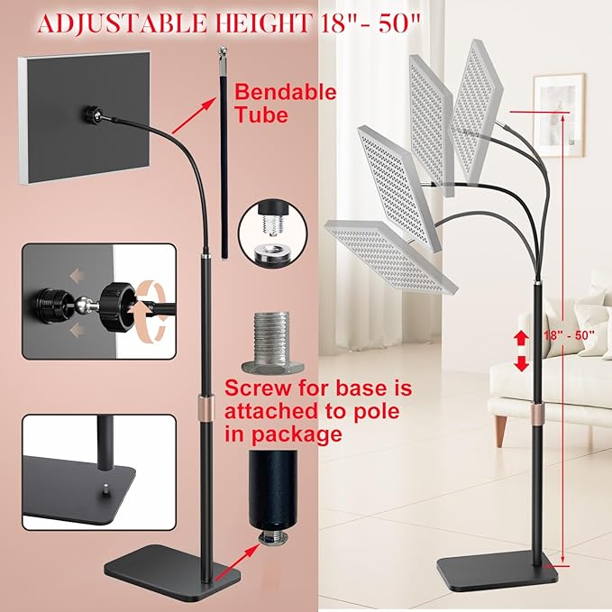 Red Light Therapy for Body: Infrared Light Therapy Panel Lamp with Stand, 660nm Deep Red and 850nm Near Infrared LED Device at Home for Face and Body i-Venoya