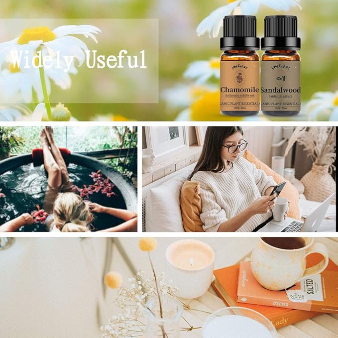 yethious Chamomile Sandalwood Essential Oil 100% Pure Organic Chamomile Essential Oil Set for Diffuser Aromatherapy Candle - 2 Pack 10ML - Bloomnest
