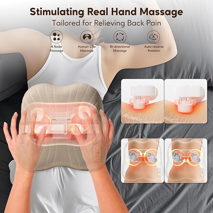 arboleaf Back Massager for Pain Relief Deep Tissue, Bluetooth App Control, Shiatsu Neck Shoulder Massager with Heat, Cordless Portable for Chair Car Office Home - Bloomnest