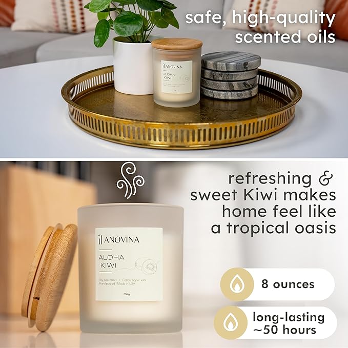 Anovina Fruity Scented Candle – Juicy Blend of Passionfruit, Pineapple, Kiwi & Coconut – Non-Toxic Soy Wax Blend – Candle Gifts for Women, Home or Kitchen - Bloomnest