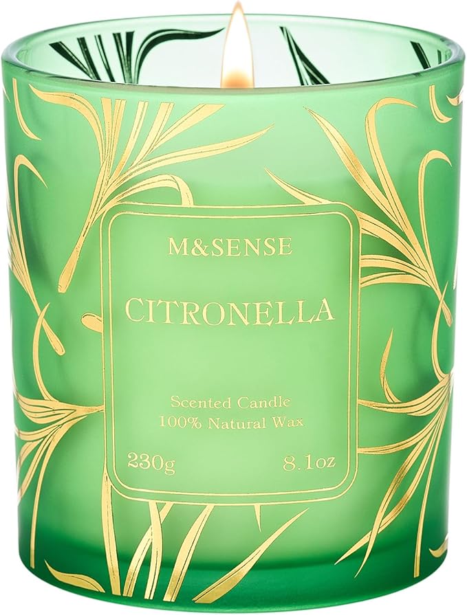 M&SENSE Citronella Candles Outdoor, 42 Hours Burn Natural Citronella Oil Soy Candle for Patio Camping, 8.1oz Long Lasting Lemongrass Summer Candles for Indoor Home Scented - Bloomnest