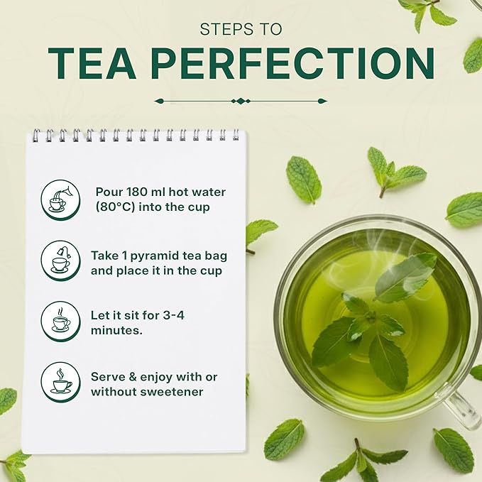 Tealeaf & Co. Pure Mint Herbal Tea Bags Blended with Fresh Herbs - Spearmint & Peppermint Tea - Contains Low Caffeine - Gluten Free - 100 Teabags (7.055oz/200gm) - Bloomnest