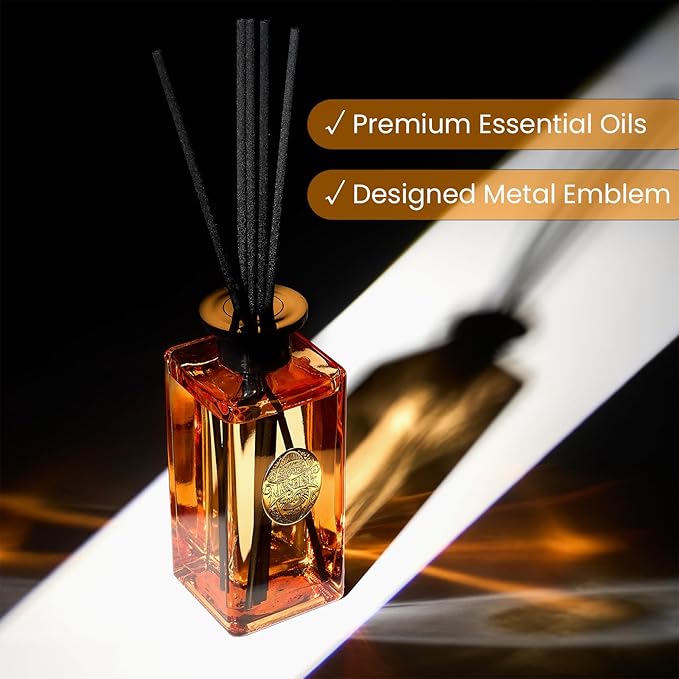 M&SENSE 10.14 oz Large Reed Diffuser Set | Cinnamon Vanilla Scent Oil Diffuser with Sticks |Hotel Collection Non-Toxic Essential Oil |for Bedroom Bathroom Living Room MSENSE