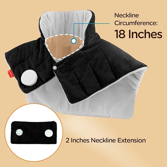 Comfytemp Heating Pad for Neck and Shoulders and Back, 2.6lb Weighted Electric Heat Pad FSA Eligible, Large HSA Heated Wrap, 9 Heat Settings & 11 Timer, Birthday Gifts for Women Men Mom Dad, Black - Bloomnest