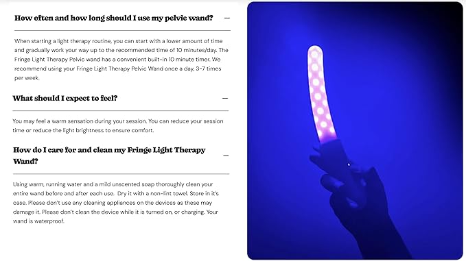 Fringe, Red LED Light, Blue Light Therapy Wand, Health Device for Women, Waterproof JoinFringe