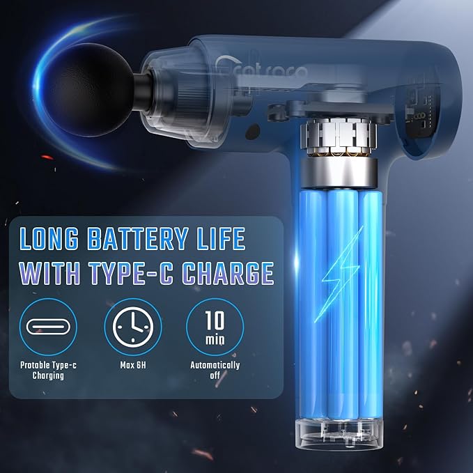 cotsoco Massage Gun Deep Tissue, Muscle Massage Gun with 9 Attachment Heads 20 Speeds & Silent Brushless Motor for Pain Relief, Handheld Percussion Back Massager Gun for Athletes - Bloomnest