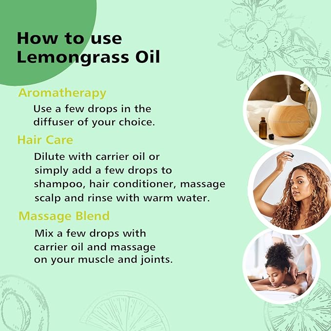 Lemongrass Essential Oil for Diffusers, 100ml - Bloomnest