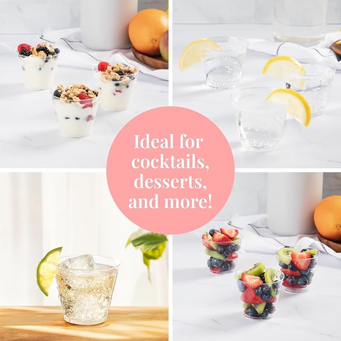 Prestee Pack of 400 Small Clear Plastic Cups - 5oz Disposable Cocktail Glasses - Stackable Plastic Party Tumblers for Serving Wine, Champagne, Punch, Soda, or Snacks - Bloomnest