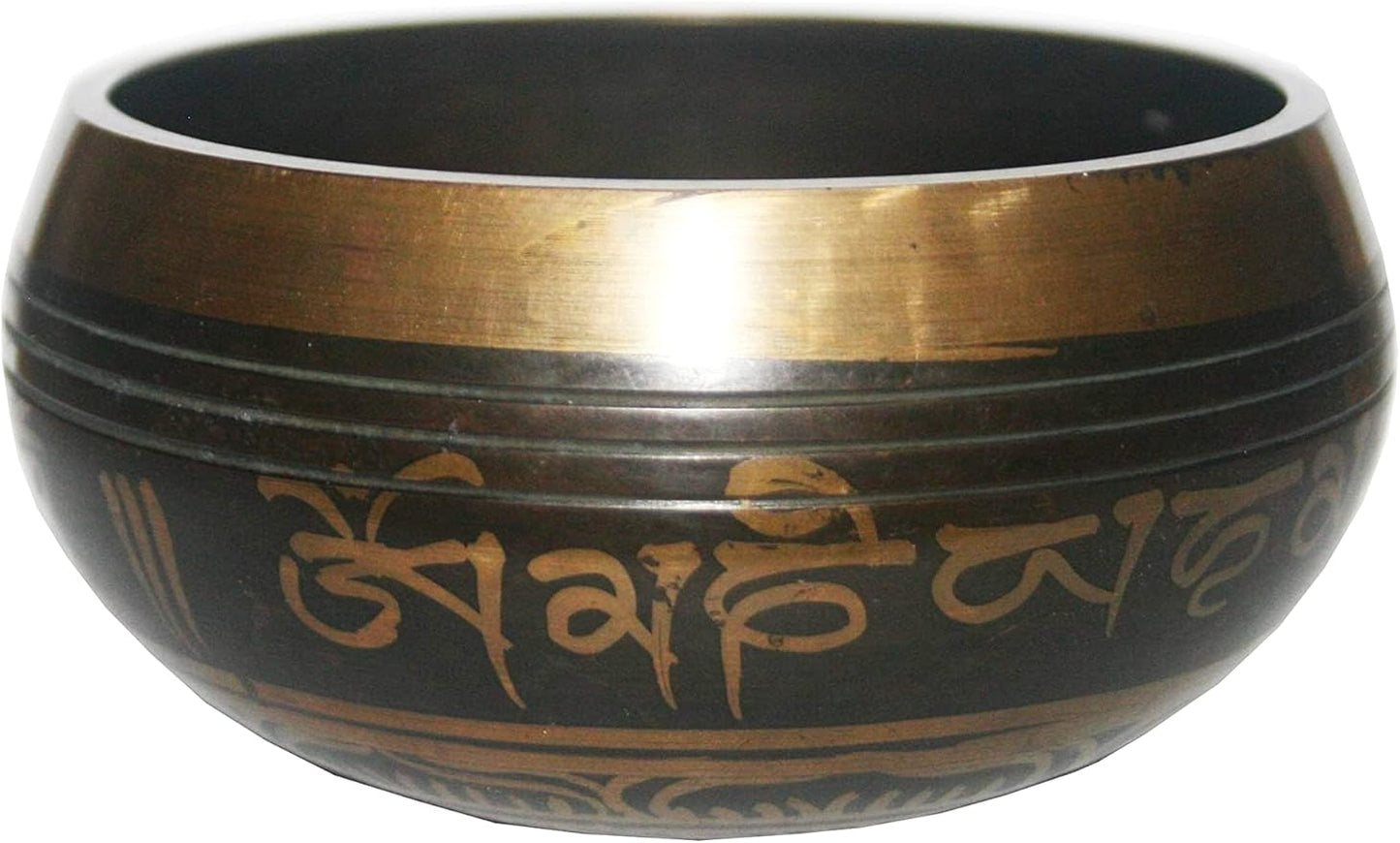 3003 SB 'D' Note Sacral Chakra Antique Tibetan Auspicious Symbol Bowl Set ~ Nepal - Bloomnest