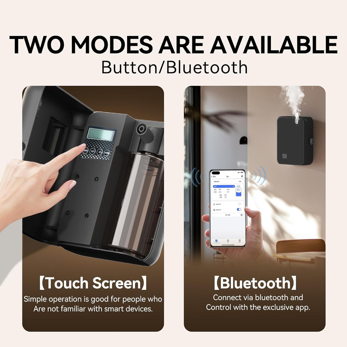 Smart Essential Oil Diffuser with Bluetooth,Waterless Scent Machine for Home,Office,Hotel,and Large Room – Timer Function & Quiet Operation,Black