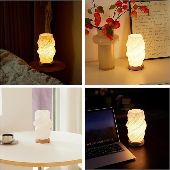 Table Lamp Bedside Lamps for Bedroom, Small Night Stands Desk Lamp, Mood Warm Cozy Lighting, Vintage Boho Cool Mid Century Modern Lamp, Aesthetic Accents Home Room Decor (Warm-E, Medium) - Bloomnest