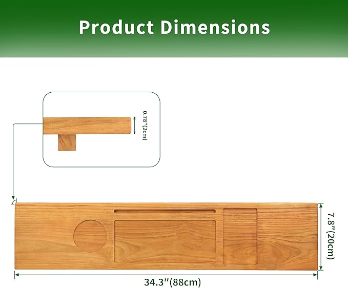 VaeFae Teak Bathtub Tray Table, Wooden Bath Board for Tub with Wine and iPad Holder - Bloomnest