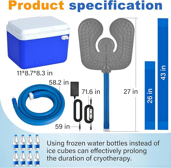 Ice Machine for Knee After Surgery for Post-Surgery Care, Cold Therapy Machine System for Knee and Joint Compression Pad, Strong Joint Compression Pad, Lightweight (6-Quart Cooler) - Bloomnest