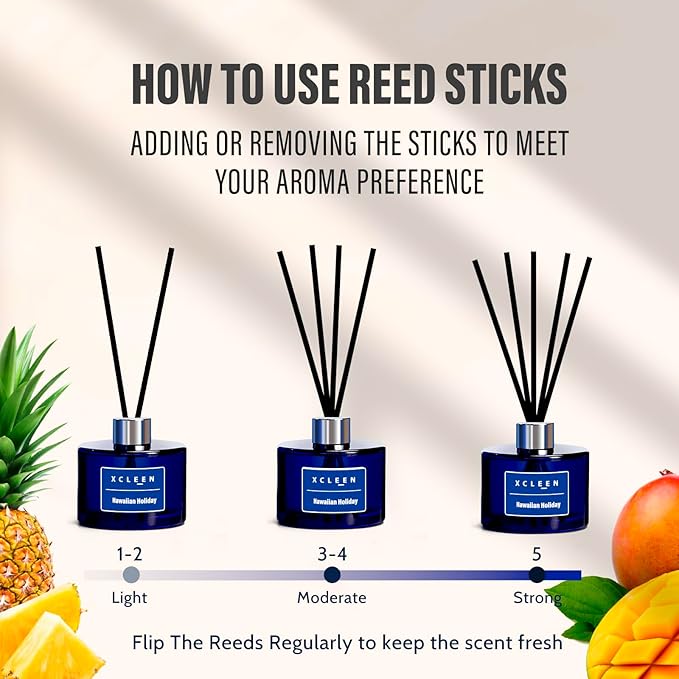 Reed Diffuser Set, 6.7 Oz Hawaiian Holiday Scented Reed Diffuser, Home Fragrance Oil Diffuser with Sticks, Great Air Fresheners for Bathroom - Bloomnest