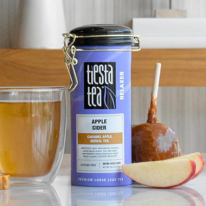 Tiesta Tea - Apple Cider, Loose Leaf, Caramel Apple Herbal Tea, Blend, Non-Caffeinated, Makes Hot or Iced Up to 40-50 Cups, 4oz Refillable Tin - Bloomnest