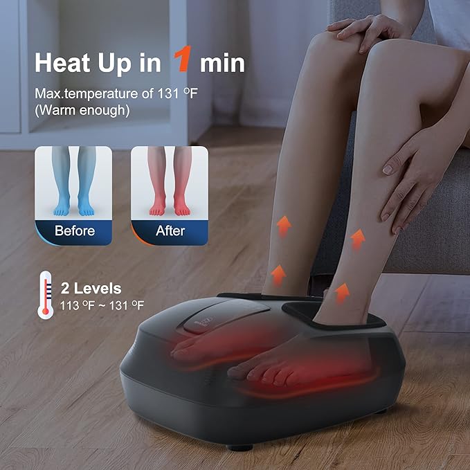 COMFIER Foot Massager with Heat,Rolling Compression Shiatu Feet Massage,Gifts for Men,Wen, Machine for Circulation,Neuropathy Pain,Plantar Fasciitis,Fits Foot Size up to 13” - Bloomnest