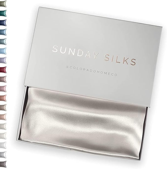 SUNDAYSILKS™ Premium Silk Pillow Cases | 100% Mulberry Silk Pillowcase with Zipper, All Sides Real 22 Momme Grade 6A Silk, Standard Queen, King Size [Off White] - Bloomnest