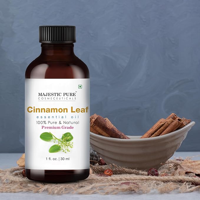 Majestic Pure Cinnamon Essential Oil with Glass Dropper - 1 Fl Oz - 100% Pure and Natural Cinnamon Oil - Premium Grade Essential Oils for Diffuser, Aromatherapy, Soap and Candle Making - Bloomnest