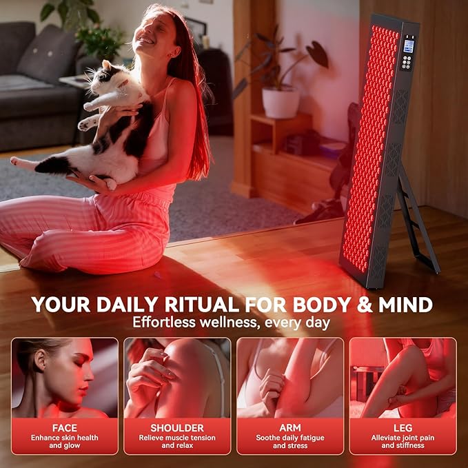 Red Light Therapy Box, 5in1 LED with 630-660-810-830-850, Metal Case, 3 Modes Red Light Panel with Soft Belt, 6 Timing Set - 9 Pulse Modes - 4-Level - Red Light Therapy Panel for Body Bloomnest