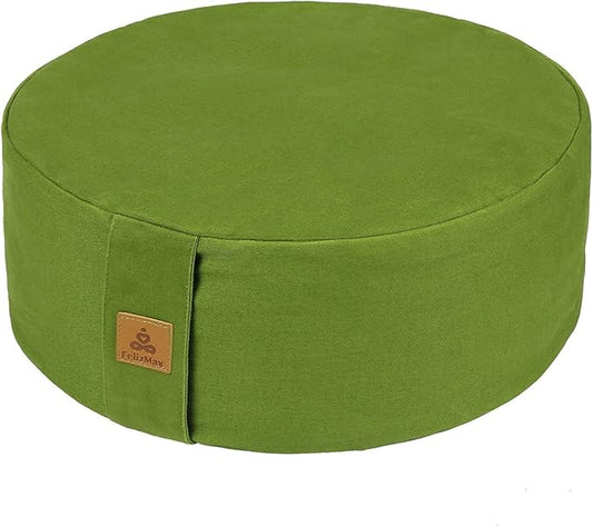 Zafu Buckwheat Meditation Cushion,D=13"/16" H=5.5",Round Zabuton Meditation Pillow,Yoga Bolster Kneeling Pillow Premium Yoga Pillow for Sitting on Floor Zippered Cotton Cover - Bloomnest