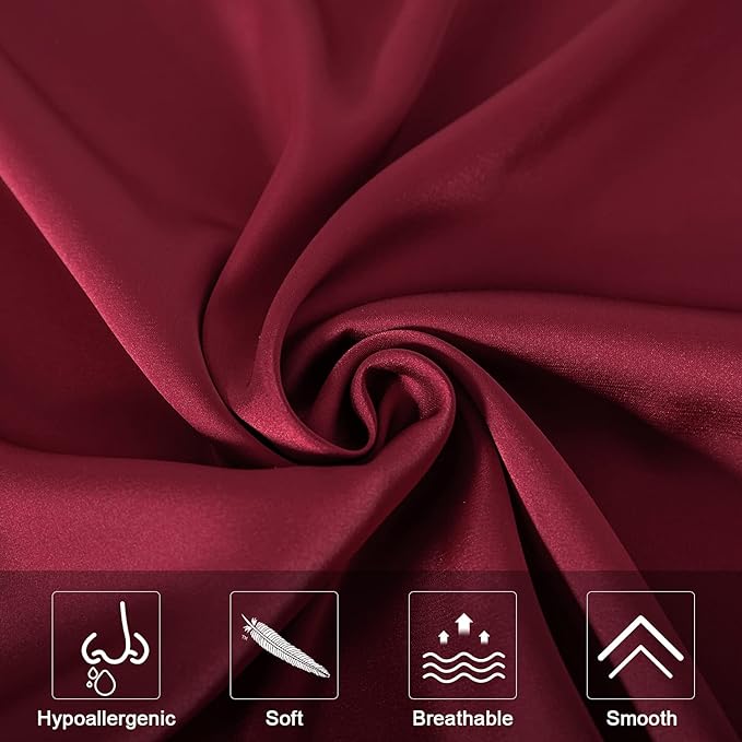 Mulberry Silk Pillowcase for Hair and Skin,King Size Cooling Silk Pillow Case with Hidden Zipper,Allergen Proof Dual Sides Soft Breathable Smooth Silk Pillow Cover for Women(King,Dark Red) - Bloomnest