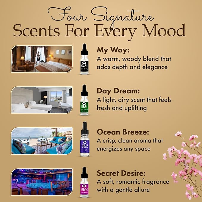 4-pk Hotel Diffuser Oil, Hotel Lobby Collection (15 Ml) Hotel Scents, Waterless Essential Oil Diffuser Refills, Essential Oils for Diffusers for Home, Hotel Fragrance Oil Home Essentials - Bloomnest