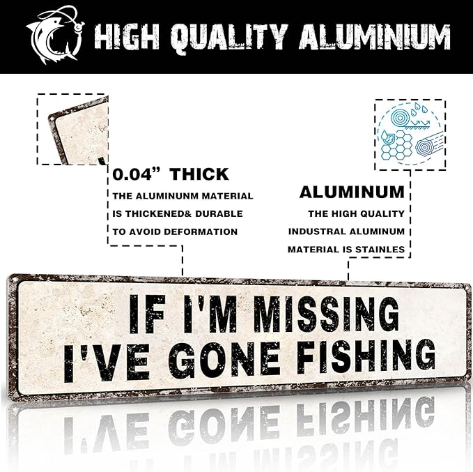 Funny Gone Fishing Gifts for Men, Fishing Gear Decor, Fish Accessories, Man Cave Dorm Door & Home Room Decoration, Birthday, Fathers Day & Christmas Gift - Bloomnest