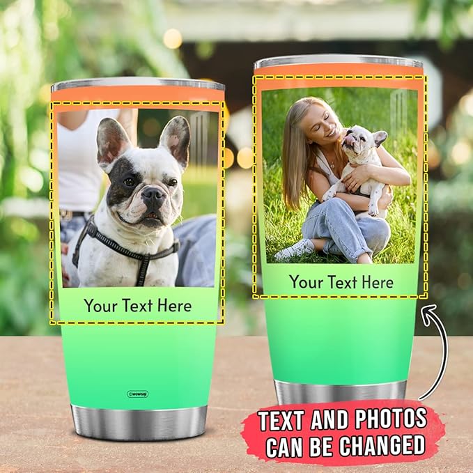 wowcugi Personalized Tumbler With Picture Stainless Steel 20oz 30oz Travel Cup Custom Photo Tumbler Gifts for Dog Cat Pet Lovers Mom Dad Grandpa Grandma Birthday Christmas Mother's Day Father's Day - Bloomnest