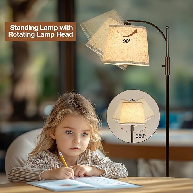 AIDENOEY Smart Floor Lamp with Side Table | Stepless Dimming, RGB Multi-Color | Adjustable Swivel Head | Voice Control with Alexa & Google Assistant |Brown Lamp for Living Room,Bedroom,Home Office - Bloomnest