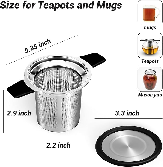 Tifanso Stainless Steel Tea Infuser Steeper Strainer for Loose Leaf Tea, Fine Mesh Reusable Diffusers Ball Bag Filter Holder with Heat Proof Handles for Teapots, Mugs, Cups - Bloomnest