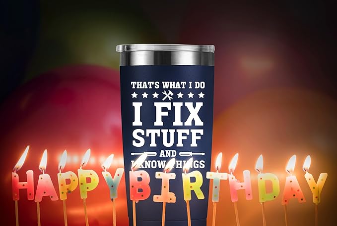 MASGALACC Funny Gifts for Men – 20oz Navy Blue Insulated Tumbler, Birthday Gift for Dad from Daughter or Son, Cool Present for Husband, Grandpa, Uncle, Mechanic Father