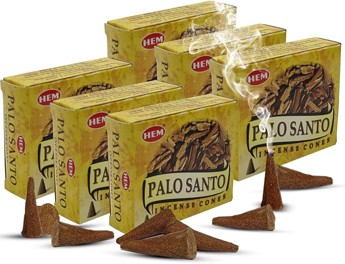 Palo Santo Incense Cones and Burner Holder Bundle from Hem Incense Trumiri for Smudging and Aroma - Pack of 6 (Approx 60 Cones) TRUMIRI