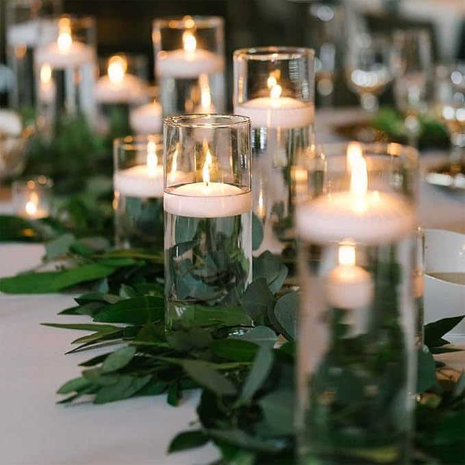 36 Packs 3-Inch unscented White Floating Candles - Ideal for Weddings, Pool Party, Holiday Centerpieces and Events - Odorless, Drip-Free, Long Lasting Burn Time - Bloomnest